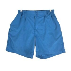 Burlebo Mens M (28-30x6) Performance Shorts Blue Elastic Waist Stretch Pockets